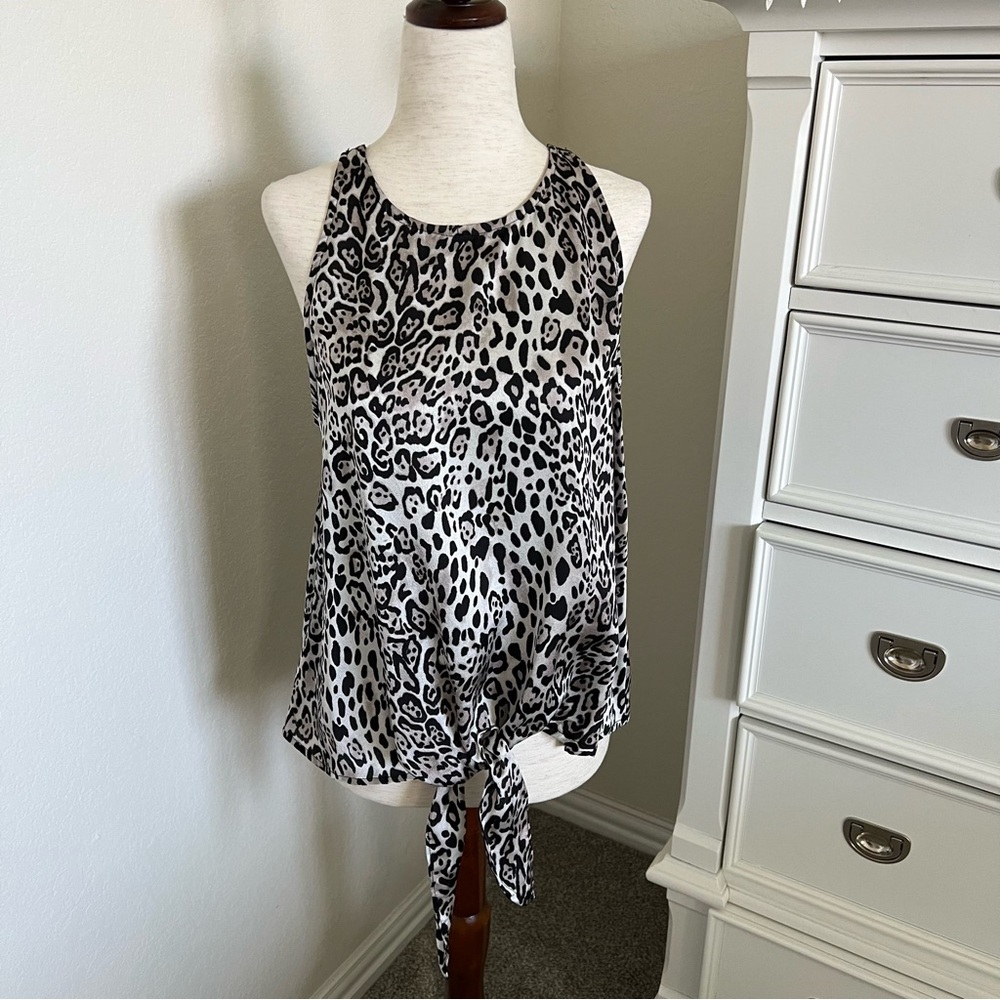 Leopard Tank with Knotted Hem